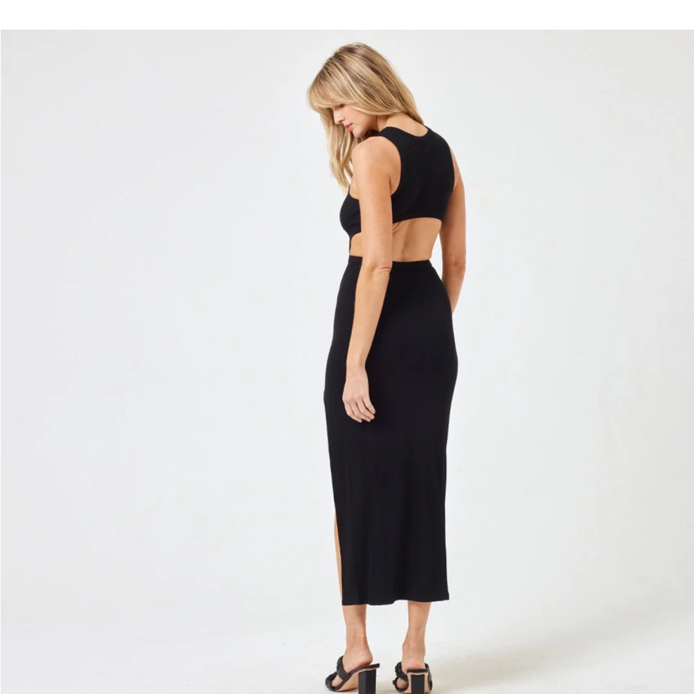 L*Space Elegant Black Dress with Chain Accent